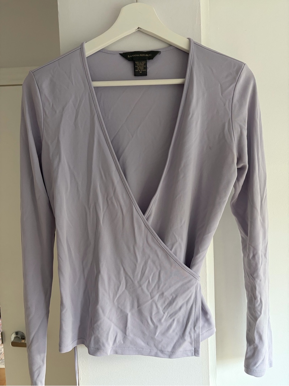 Purple Wrap-Front Long Sleeve Top